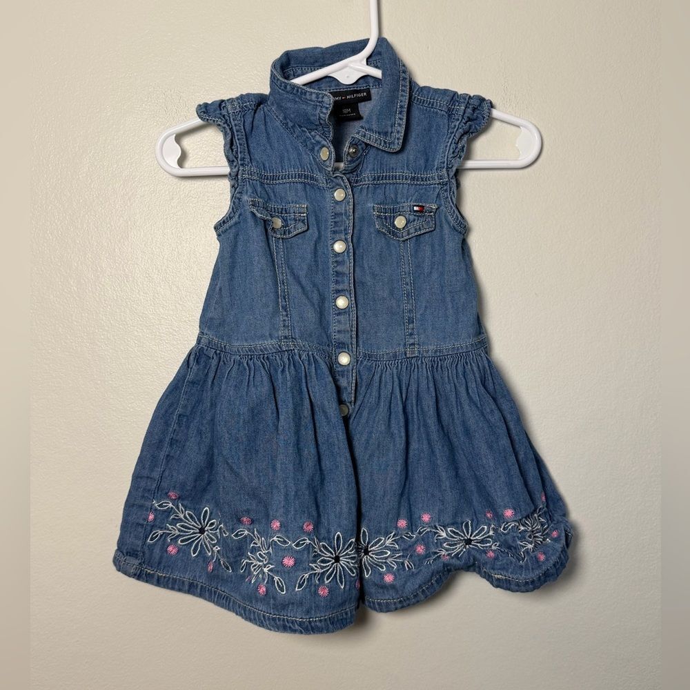 Tommy Hilfiger Baby Girls Denim Snap Dress - Size 18 months